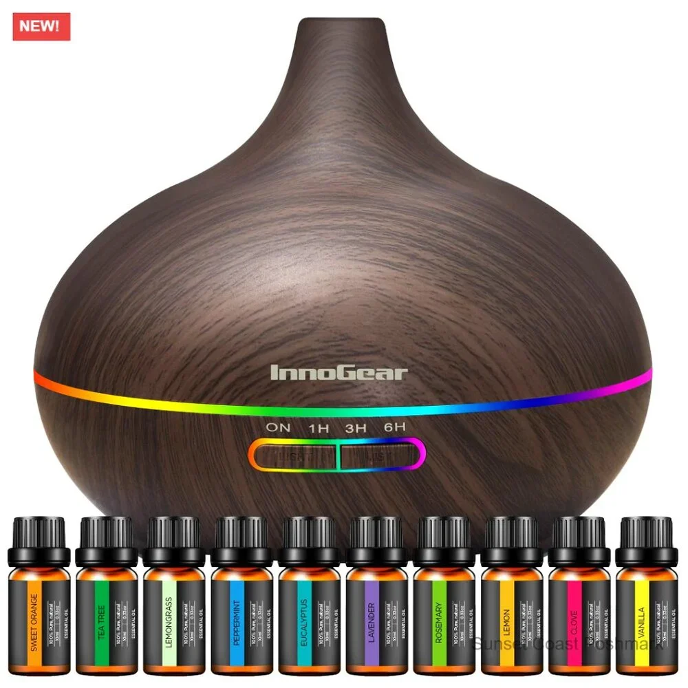 Ultrasonic Aromatherapy Diffuser with 10 Essential Oils Set, 400ml
